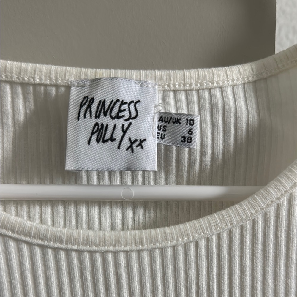 Princess Polly Cream Ribbed Top - Picture 2 of 3